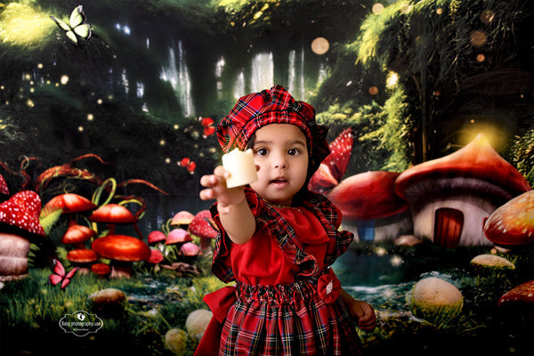 Avezano A Mushroom House in the Woods in Spring Photography Backdrop-AVEZANO